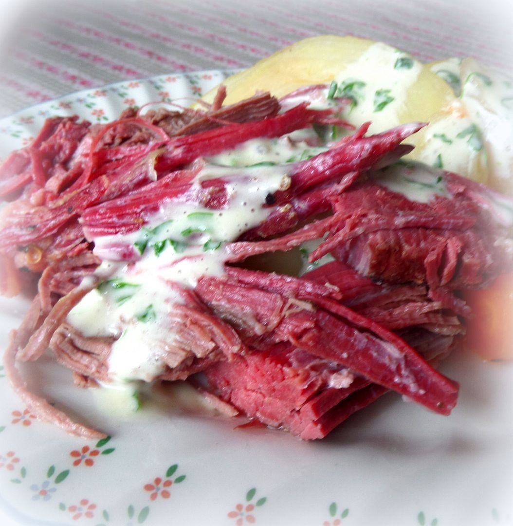 The English Kitchen Salt Beef with Vegetables and a Parsley Sauce, and
